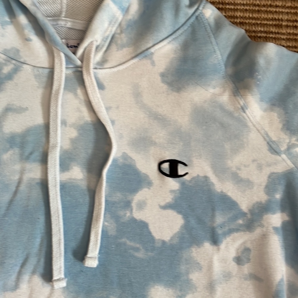 Champion Women’s Light Blue Cropped Sweatshirt - Picture 2 of 5
